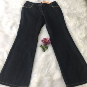 Ruby Rd Petite Modern Blooms Jeans Embellish Dark